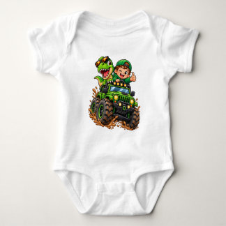 Monster Truck Dino Adventure – Cute Dinosaur Baby Bodysuit