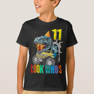 Monster Truck Dinosaur 11th Birthday Tee for Boys,