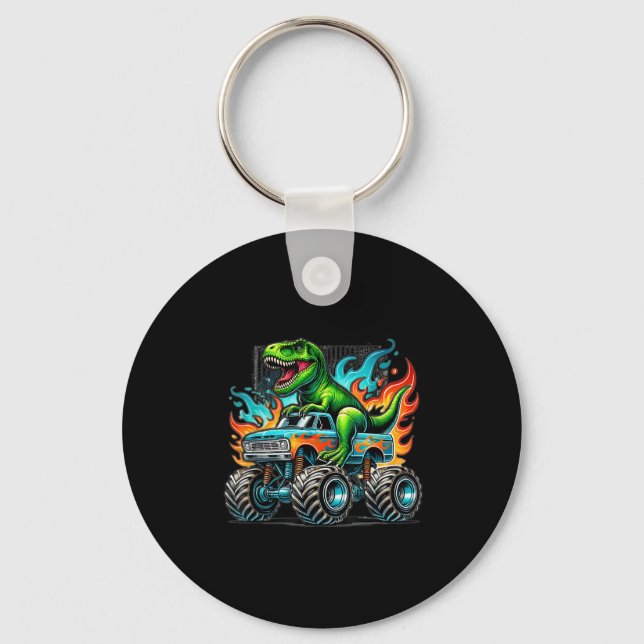 Monster Truck Dinosaur Birthday Party Monster Truc Key Ring (Front)