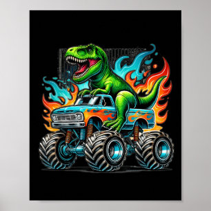 Monster Truck Dinosaur Birthday Party Monster Truc Poster