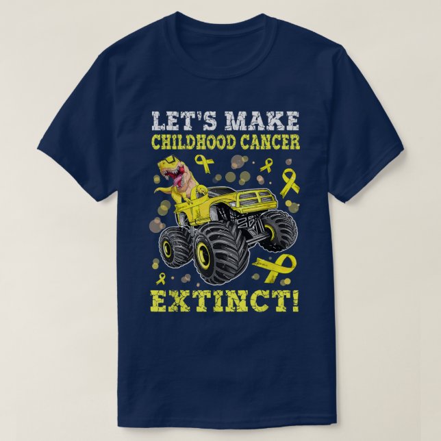 Monster Truck Dinosaur Childhood Cancer Awareness  T-Shirt (Design Front)