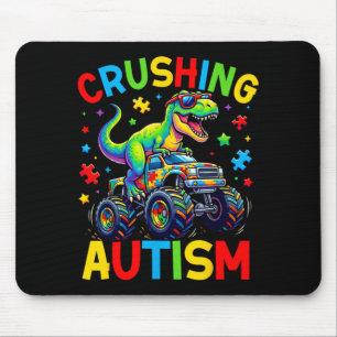 Monster Truck Dinosaur Crushing Autism Awareness Mouse Mat