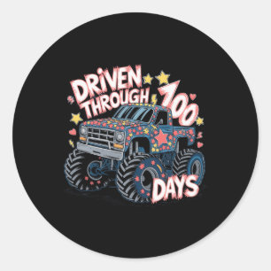 Monster Truck Driven Through 100 Days Of School Pr Classic Round Sticker