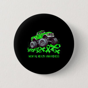 Monster Truck Drives Over Ribbon Mental Health Awa 6 Cm Round Badge