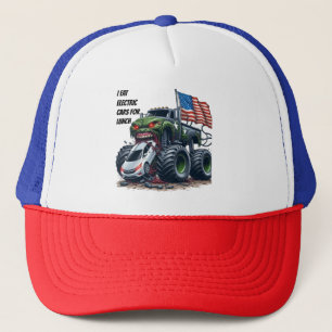 Monster truck electric car baseball trucker hat