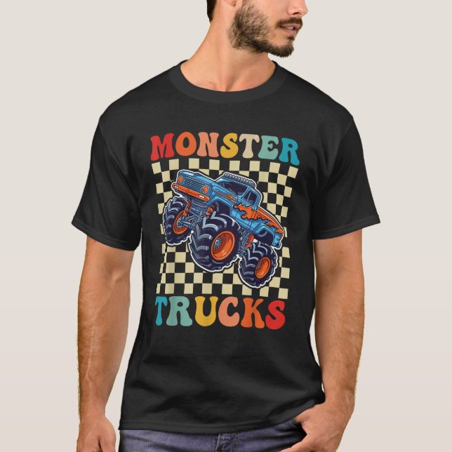 Monster Truck for Toddlers Kids Monster Truck Retr T-Shirt (Front)