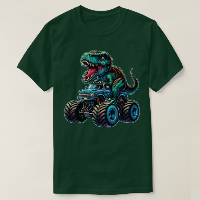 Monster Truck Funny Design Riding T Rex Lover Anim T-Shirt (Design Front)
