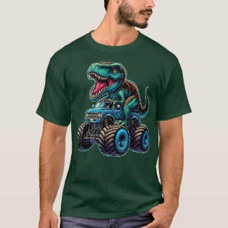 Monster Truck Funny Design Riding T Rex Lover Anim T-Shirt