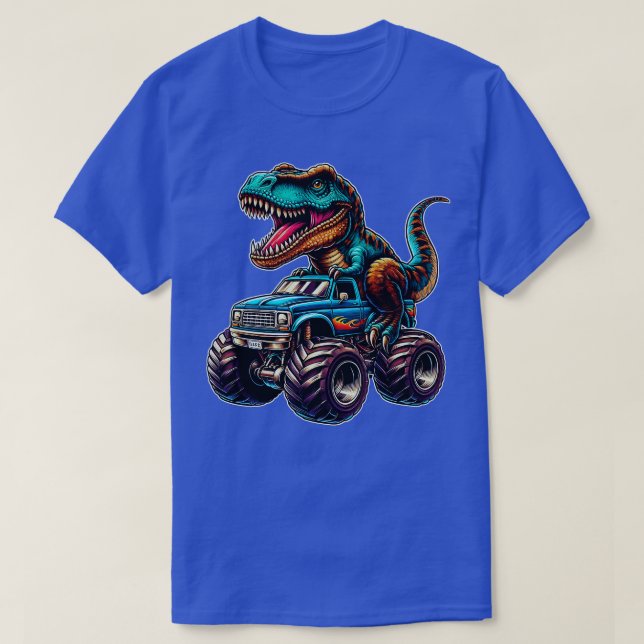 Monster Truck Funny Design Riding T Rex Lover Anim T-Shirt (Design Front)