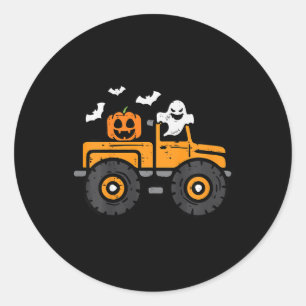 Monster Truck Ghost Pumpkin Halloween Costume Todd Classic Round Sticker