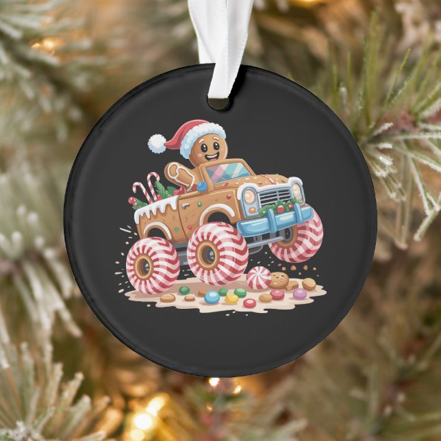 Monster Truck Gingerbread Man Christmas Baking  Ornament (Tree)
