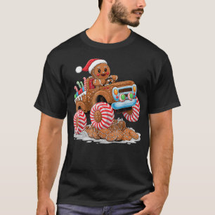 Monster Truck Gingerbread Man Christmas Baking T-Shirt