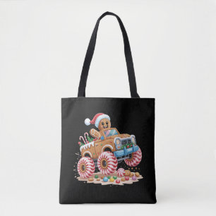 Monster Truck Gingerbread Man Christmas Baking Tote Bag