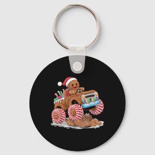 Monster Truck Gingerbread Man Christmas King Key Ring