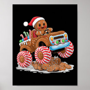 Monster Truck Gingerbread Man Christmas King Poster