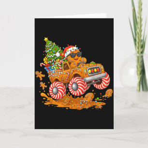 Monster Truck Gingerbread Man Funny Christmas Baki Card