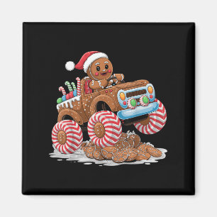 Monster Truck Gingerbread Man Funny Christmas Baki Magnet