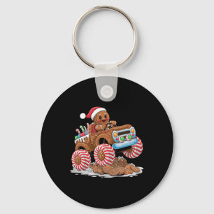 Monster Truck Gingerbread Man Funny Christmas King Key Ring
