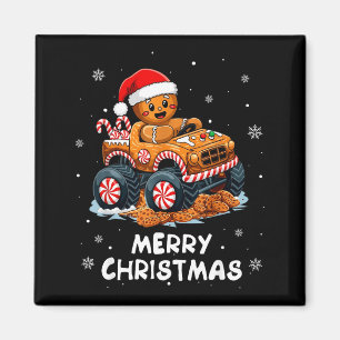 Monster Truck Gingerbread Man Funny Merry Christma Magnet