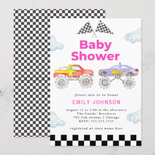 Monster Truck Girl Baby Shower Invitation