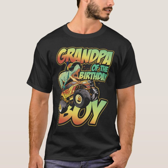 Monster Truck Grandpa Of The Birthday Boy T-Shirt (Front)