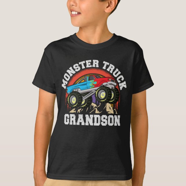 Monster Truck Grandson Matching Family  T-Shirt (Front)