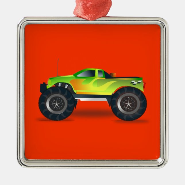Monster Truck - Green Metal Tree Decoration (Front)