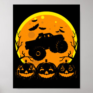 Monster Truck Halloween Bat Pumpkin Costume Kids Poster