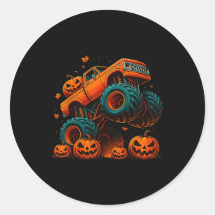 Monster Truck Halloween Jack O Lantern Pumpkin Men Classic Round Sticker
