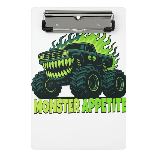 Monster Truck Horror Flame Mini Clipboard (Front)
