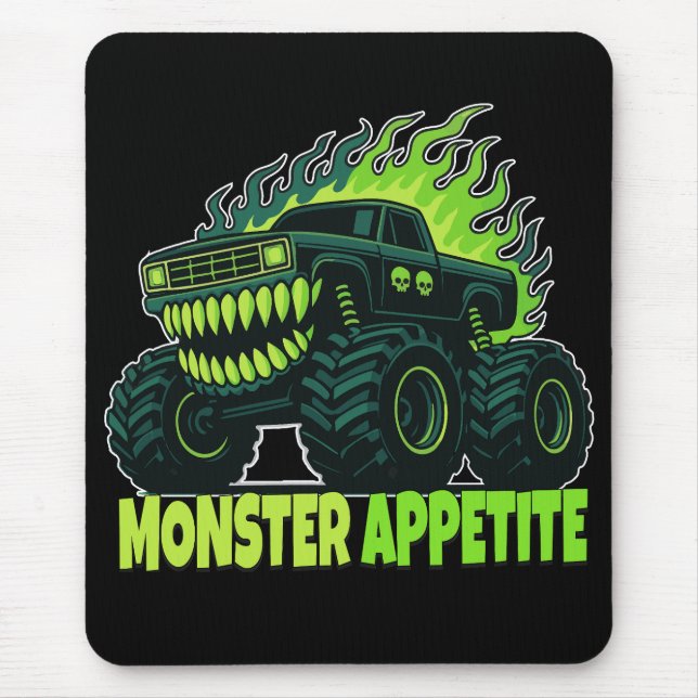 Monster Truck Horror Flame Mouse Mat (Front)