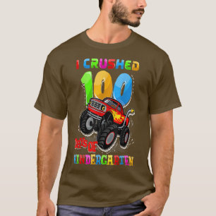 Monster Truck I Crushed 100 Day of Kindergarten Sc T-Shirt