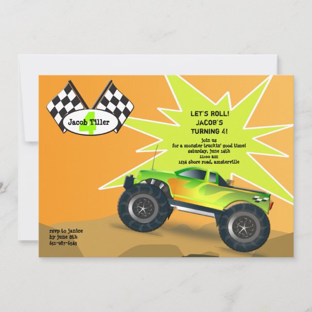 Monster Truck Invitation (Front)