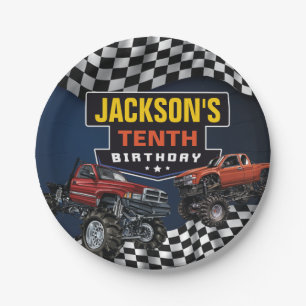 Monster Truck Jam Birthday Party, Any Age Paper Plate