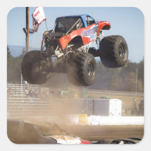 Monster Truck Jumping Square Sticker
