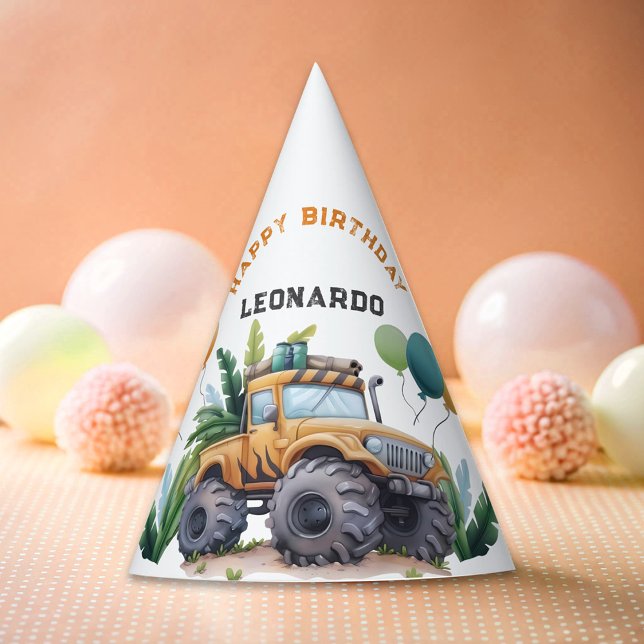 Monster Truck Jungle Safari Happy Birthday Party Hat (Creator Uploaded)