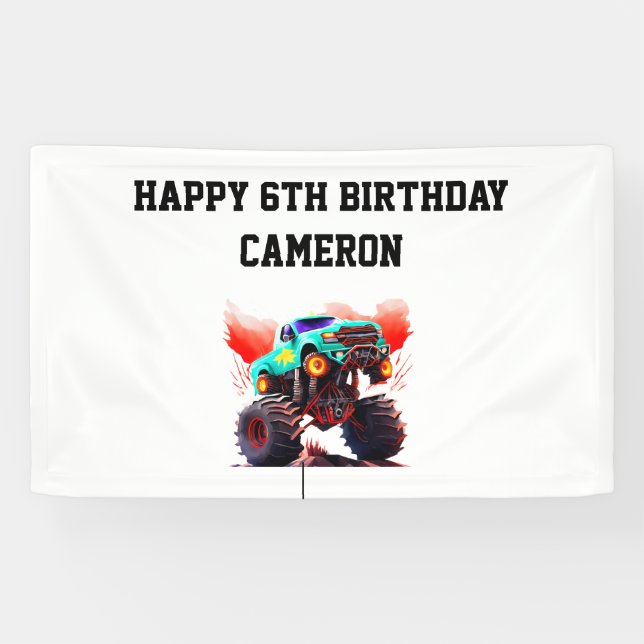 Monster Truck Kids Birthday Party Banner (Horizontal)