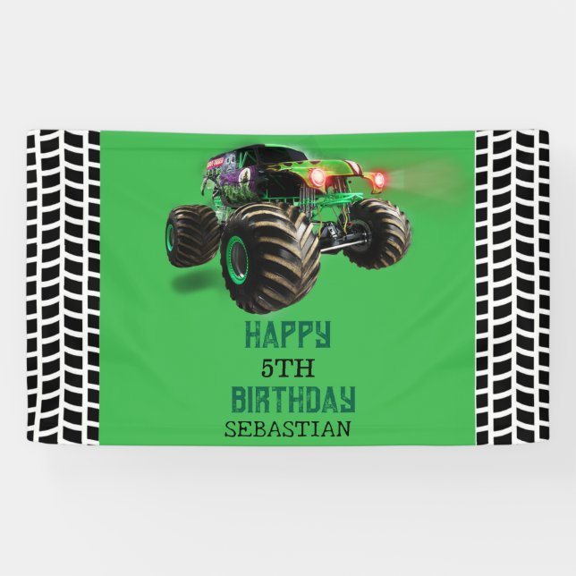 Monster Truck Kid's Birthday Party boy  Banner (Horizontal)
