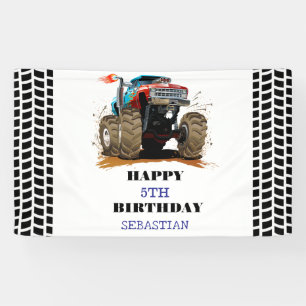 Monster Truck Kid's Birthday Party boy  Banner