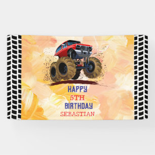 Monster Truck Kid's Birthday Party boy Banner