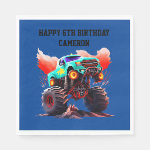 Monster Truck Kids Birthday Party Invitation Napkin