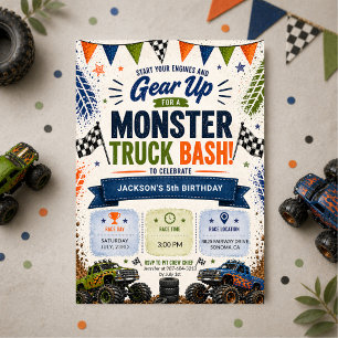 Monster Truck Kids Boys Birthday Invitation