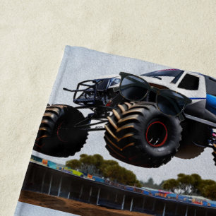 Monster Truck Launch, Beach Towel