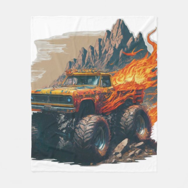 Monster Truck Mania Fleece Blanket (Front)