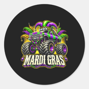 Monster Truck Mardi Gras Costume Teens Boys Kids T Classic Round Sticker