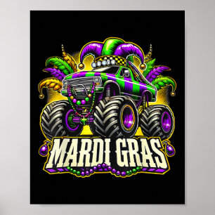 Monster Truck Mardi Gras Costume Teens Boys Kids T Poster