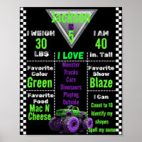 Monster Truck Milestone Chart Poster