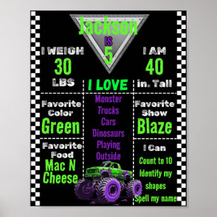 Monster Truck Milestone Chart Poster