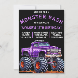 Monster Truck, Monster Bash Birthday Party Invitation