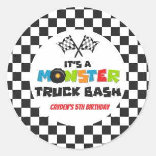 Monster Truck monsters birthday Classic Round Sticker